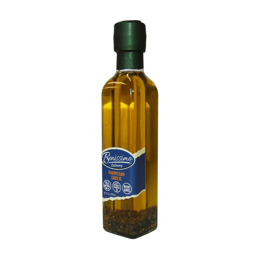 Benissimo Parmesan Garlic Herb Infused Oil, All Natural, Farm Fresh Herbs, Sizzle And Drizzle, 8.1 Fl Oz