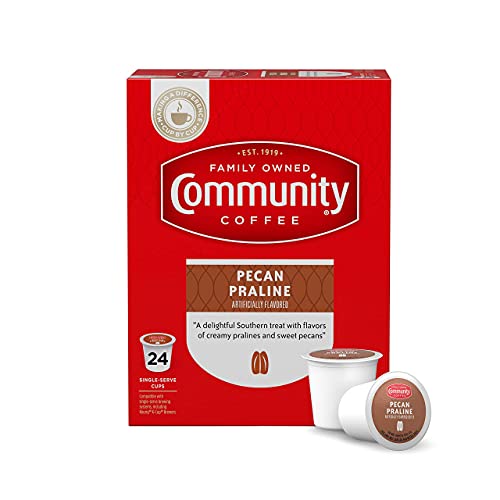 Community Coffee Pecan Praline Flavored Coffee Pods, Medium Roast, Compatible with Keurig 2.0, 24 Count