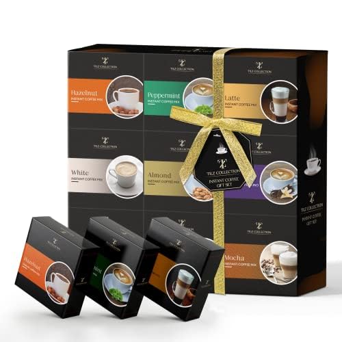 TILZ COLLECTION Coffee Gifts - 9 Flavoured Instant Coffee Gift Set, 0.71 oz, Gourmet Coffee Sampler for Coffee Lovers