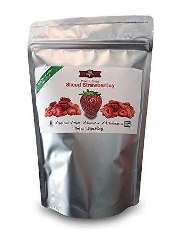 Biotree Labs Freeze Dried Sliced Strawberries - Pack Of 1.5 Oz, 100% Natural Sliced Fruit, Great For Healthy Snacks, Cereal Topp