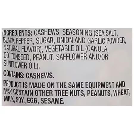 Generic Sea Salt & Pepper Cashews Snack Mix - 6 oz Bag, Keto Friendly, Low Carb, Crunchy Roasted Nuts