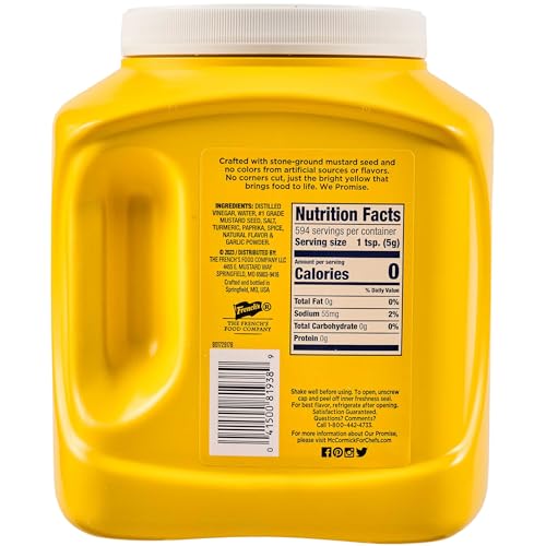 Frenchs Classic Yellow Mustard  105 oz - One 105 Ounce Bulk Container of Tangy and Creamy Yellow Mustard Perfect for Professional Use or for Refillable Containers at Home