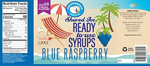 Hypothermias Blue Raspberry Snow Cone Syrup - 128 Fl Oz, 100% Pure Cane Sugar, Ready to Use