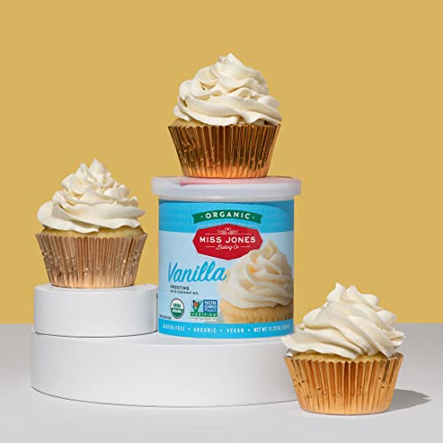 Miss Jones Baking Organic Buttercream Frosting, Perfect For Icing And Decorating, Vegan-Friendly: Vanilla (Pack Of 6)