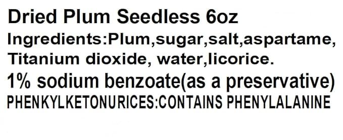Preserved Fruit Dried Plum Salty Sweet and Sour Plum Seedless plum meat ??? 6 oz