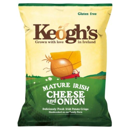 Keoghs Mature Irish Cheese & Onion Potato Crisps, 125G (4.4oz), Pack of 3