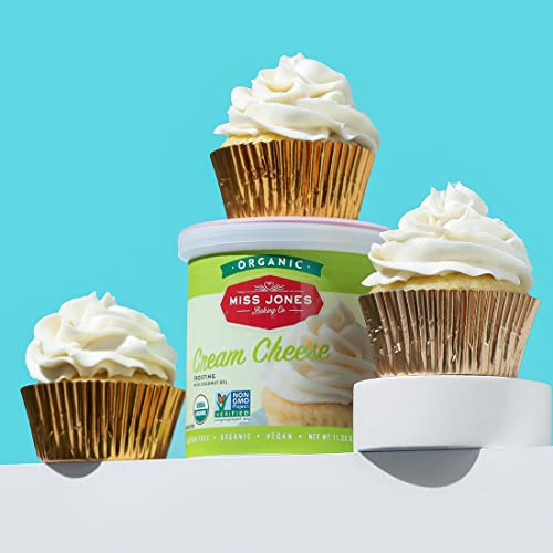 Miss Jones Baking Organic Buttercream Frosting, Perfect for Icing and Decorating, Vegan-Friendly: Cream Cheese (Pack of 2)
