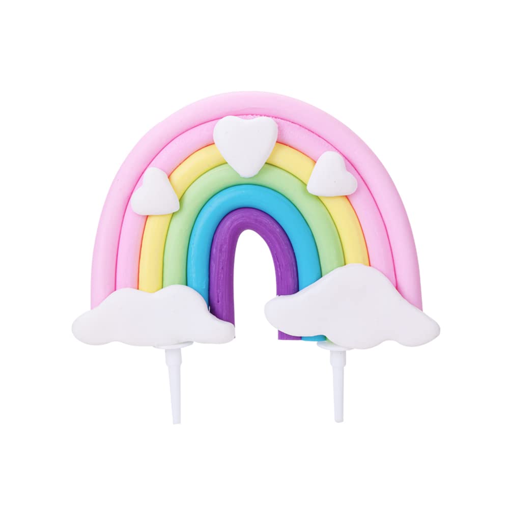 Rainbow Cake Topper, Rainbow Heart Cake Topper, Soft Pottery Cake Cupcake Topper Birthday Cake Decorations