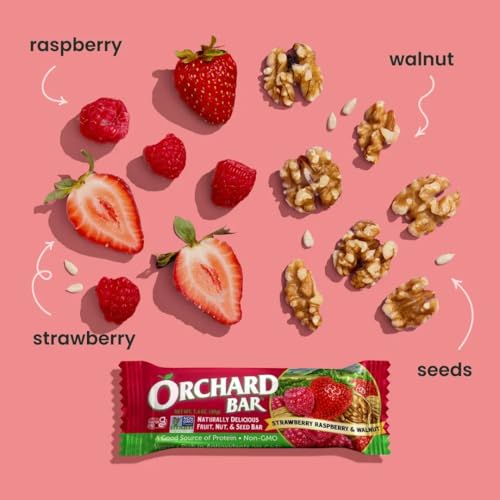 Orchard Bar Non-GMO Fruit & Nut Bars, Strawberry Raspberry Walnut, 1.4 Oz, Pack of 12