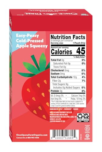 ONCE UPON A FARM Organic Strawberry Applesauce Multipack, 12.8 OZ