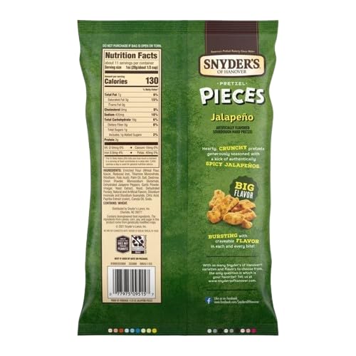 Snyders Jalapeo Pretzel Pieces 2.25 Oz - 10 Pack: Crunchy & Spicy Snack Bites, Bold Flavor Gourmet Spicy Pretzels, Hot Jalapeo S