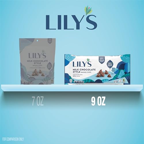Lily'S Milk Chocolate Style No Sugar Added, Baking Chips Bag, 9 Oz