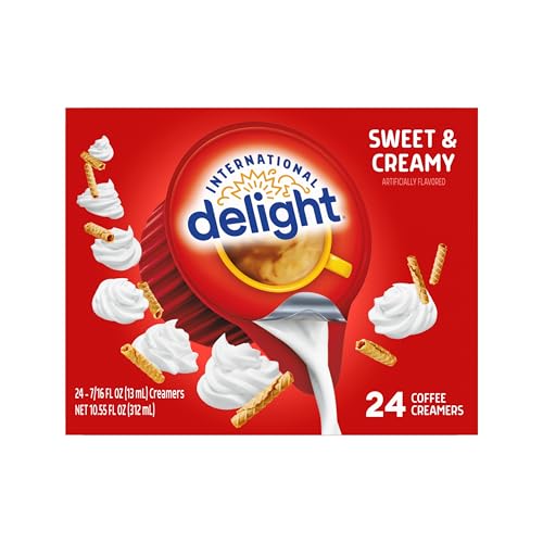International Delight Coffee Creamer Singles, Sweet & Creamy, Shelf Stable Flavored Creamer, 24 Ct, 16 Fl Oz, Pre-Portioned Creamers