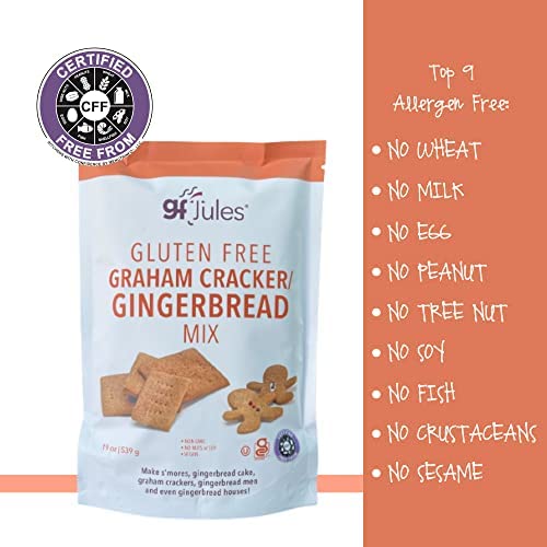 Gfjules Certified Gluten Free Graham Cracker And Gingerbread Baking Mix | Non-Gmo, Vegan, Kosher & Top 9 Allergen Free | Perfect
