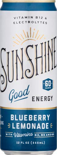 Sunshine Beverages Good Energy Drink, Blueberry Lemonade, 12 Fl Oz, Pack of 1