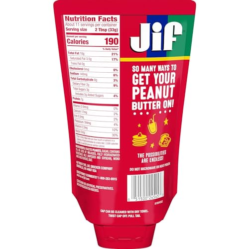Jif Squeeze Creamy Peanut Butter, Smooth, Creamy Texture, Portable Peanut Butter Pouch 13 Ounces (Pack Of 1)
