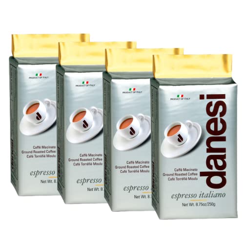 D DANESI CAFFÈ Italian Ground Coffee - Fine Medium Roast Espresso - 8.75 oz (Pack of 4) - Grey