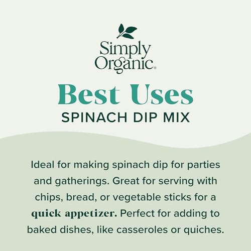 Simply Organic Spinach Dip Mix, Organic, 1.41 Ounce (Pack of 12)
