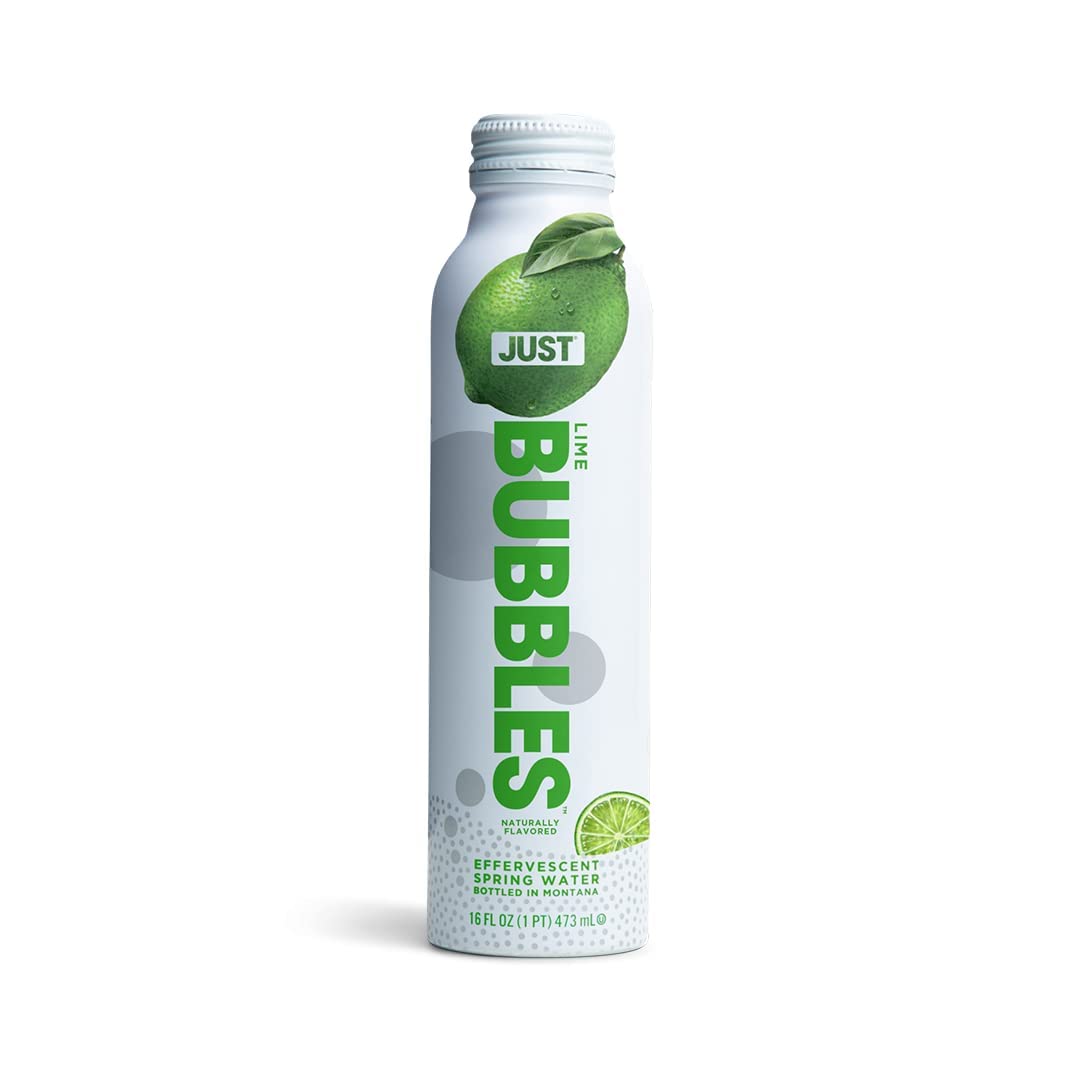 Just Bubbles Lime - Pure Premium Sparkling Spring Water In A Fully Recyclable Reusable Eco-Friendly Bottle - 100% Mountain-Sourc