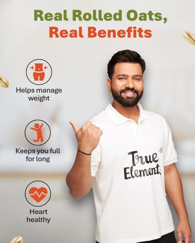 True Elements Rolled Oats 1.2 Kg - Diet Food | 100% Wholegrain Oats | Oats For Weight Management | High Fibre Breakfast | Rich I