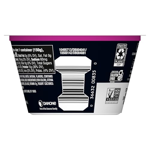 Oikos Triple Zero Mixed Berry Nonfat Greek Yogurt, 0% Fat, 0g Added Sugar and 0 Artificial Sweeteners, Just Delicious High Prote