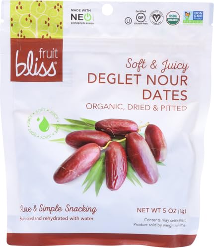 Fruit Bliss Organic Fruit Bliss Deglet Nour Pitted Dates - Soft & Juicy Organic, Dried & Pitted Deglet Nour Dates - Organic Frui