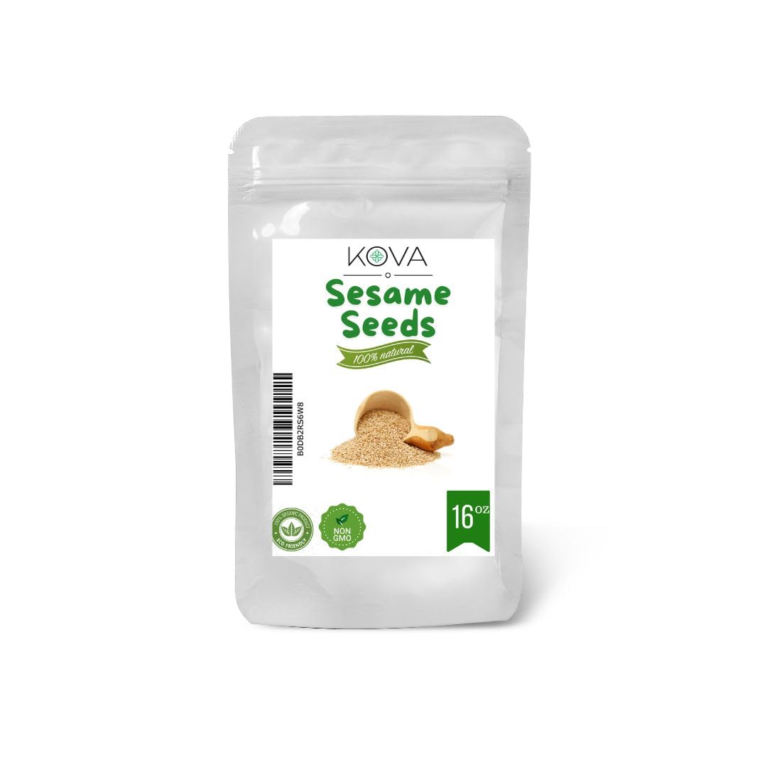 Kovafood Sesame Whole seed - 1Lb | Raw Unhulled Sesame seed for cooking and food seasoning | Gluten free | Non-GMO | Nutrition R