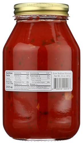 Michaels Of Brooklyn Low Sodium Tomato Sauce with Fresh Basil, Gluten Free, 32 oz (Pack of 2)