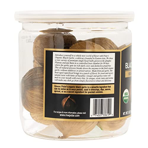 Mw Polar Usda Organic Black Garlic 5 Oz (Pack Of 6), Whole Bulbs, Easy Peel, All Natural, Chemical Free, Kosher Friendly Ready To Eat Healthy Snack