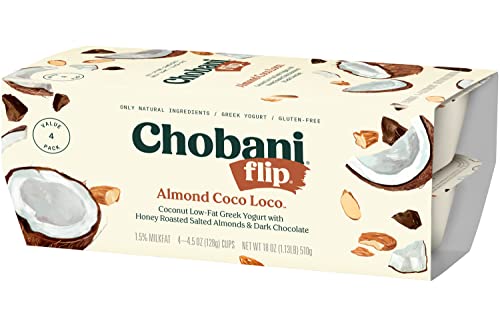 Chobani Flip Low-fat Greek Yogurt, Chocolate Almond Coco Loco 4.5oz, 4-pack