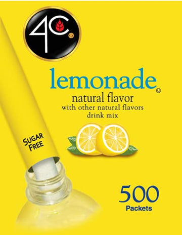 4C Powder Drink Stix, Lemonade 500 Count, Bulk Buy, Singles Stix, On The Go, Refreshing Water Flavorings, Value Pack