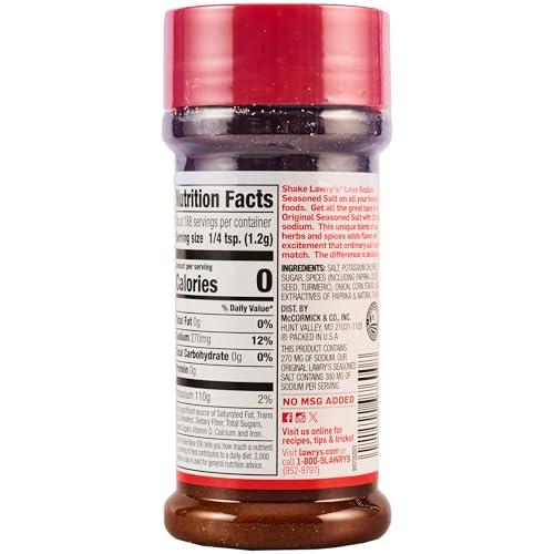 Lawrys 25% Less Sodium Seasoned Salt, 8 oz (Pack of 12)