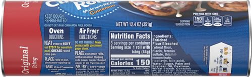 Pillsbury Cinnamon Rolls with Original Icing, Refrigerated Canned Pastry Dough, 8 Ct, 12.4 oz