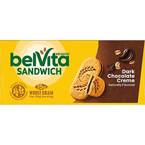 belVita Breakfast Sandwich Dark Chocolate Creme Breakfast Biscuits, 64 Total Packs, 8 Boxes (2 Sandwiches Per Pack)