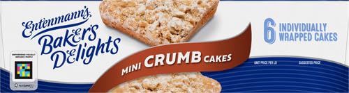 Entenmanns Minis Crumb Cake, Box of Snack Cakes, 12.25 oz, 6 Count
