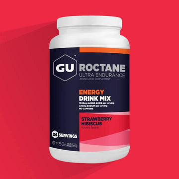 GU Energy Roctane Ultra Endurance Drink Mix, Strawberry Hibiscus, 3.44 lb Canister, 24 Servings, Model 124746