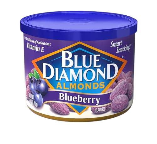 Blue Diamond Almonds, Classic Blueberry Flavored Sweet Snack Nuts perfect size for On-the-go, Lunch, Adults and Kids, 6oz Can (P