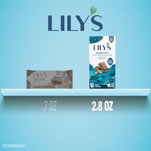 Lilys Hazelnut Milk Chocolate Style Bars, Gluten Free, No Sugar Added, 12 Count, Milk