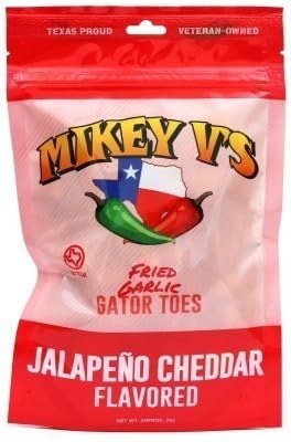 Mikey Vs Jalapeno Cheddar Gator Toes Deep Fried Garlic Snacks, 3.9oz Pack
