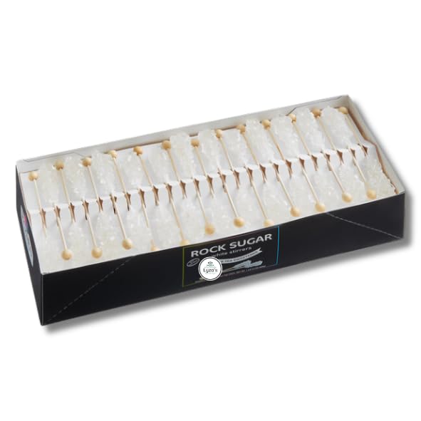 Barista Rock Candy Sugar Sticks - Non-GMO, Gluten-Free, Fat-Free - Great for Coffee, Tea, and Cocktails - Gift Pack of 100 Unwra