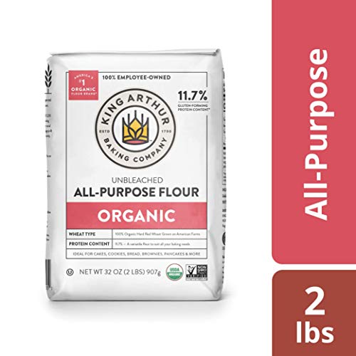 King Arthur 100% Organic All-Purpose Flour  Unbleached  2 lb (Pack of 1) - Non-GMO Project Verified  No Preservatives