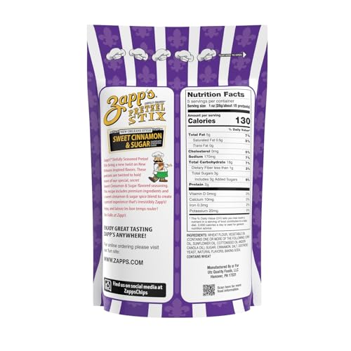 Zapps Cinnamon Sugar Pretzel Stix pack of 8-5 oz bags