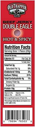 LYZAS SWEETS &   Old Trapper Double Eagle Beef Jerky Gift Set - 10.5 oz (Pack of 2) with Bonus Magnet - Old Fashioned & Spicy