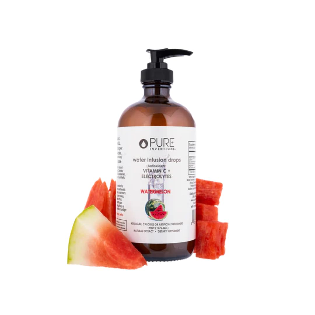 Pure Inventions Watermelon Water Infusion Drops - Antioxidants, Vitamin C, Electrolytes - 16 Fl Oz - Sugar Free, Zero Calorie