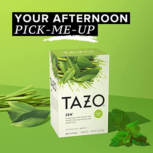Tazo Tea Bags, Green Tea, Zen, 20 Count (Pack Of 6)