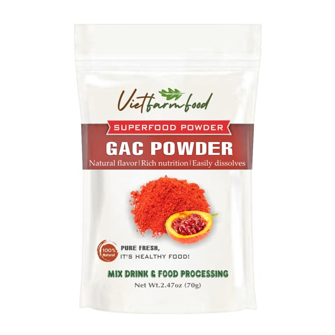 GAC FRUIT POWDER 2,47 Oz (70g) VIETFARMFOOD: Freeze-Dried Extracted From 100% Pure, Sugar-Free. Used To Mix Mixed Drinks Fresh F