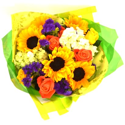 Daydream with Vase | Orange  Yellow  Green Arrangement by Arabella Bouquets | Real Fresh Flowers for Delivery  Gift for Birthday  Congratulations  Mother s Day