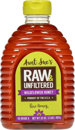 Aunt Sues Raw & Unfiltered Wildflower Honey, 32 Ounce (2 Lb), Strained Pure Honey
