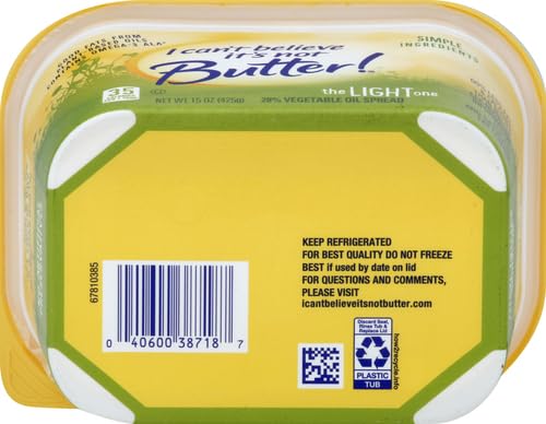 I Cant Believe Its Not Butter!, Light Buttery Spread, 15 oz