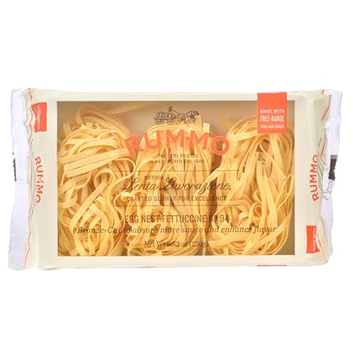 Rummo Fettuccine Pasta N.94 - Fettuccine Pasta Noodles, Dry Pasta, Curly Noodles, Egg Noodles, Italian Pasta - 8.82 Ounce (Pack 
